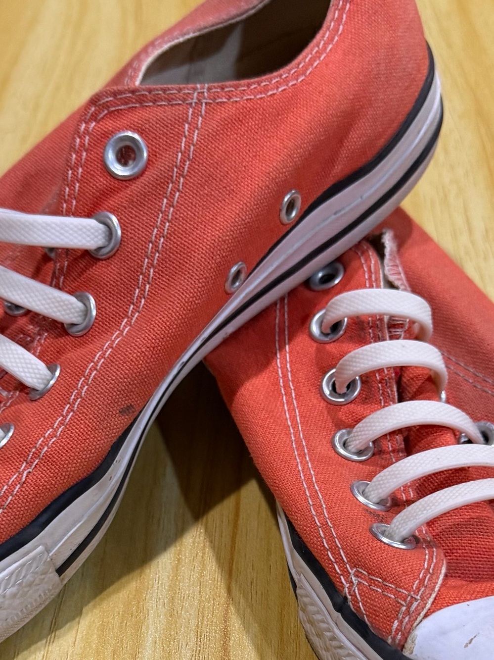 Converse Low-Top Canvas Sneakers in Coral Red/ Orange